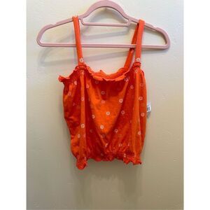 Old Navy Orange Floral Bubble Top With Straps Size 14/16 XL New With Tag